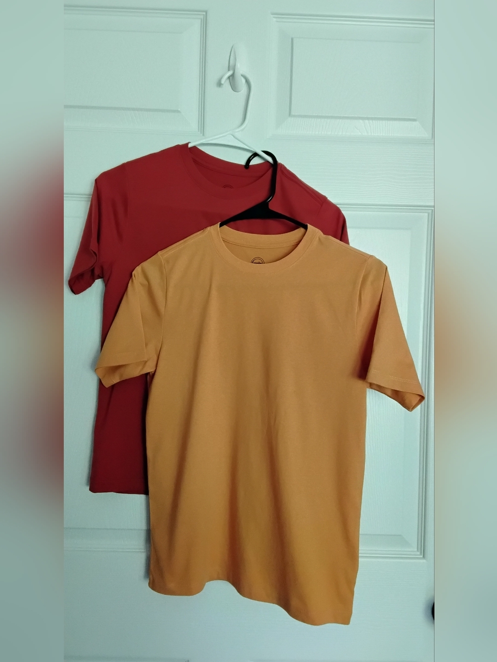 Boy's Wonder Nation Pocket 1 Yellow Orange & 1 Rust Crew Neck Plain T-Shirt